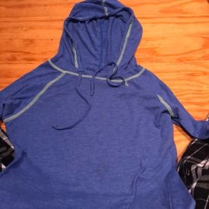blue hooded tee